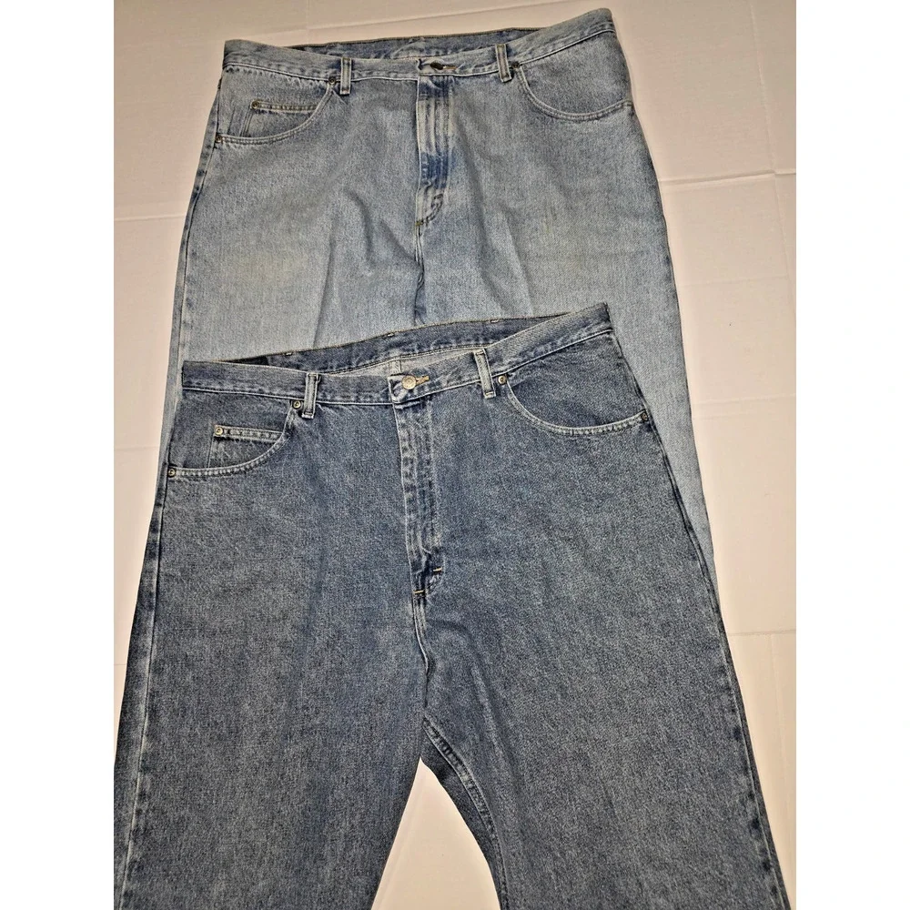 Lot of 2pcs Wrangler Men’s Blue Straight Leg Casual Style Jeans Size 40x32 M020 - Picture 10 of 16